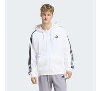 Kapuzensweatjacke ADIDAS SPORTSWEAR "ESSENTIALS 3-STREIFEN FRENCH TERRY", Herren, Gr. S, weiß (weiß, schwarz), Obermaterial: 100% Baumwolle, normal, Rundhals, angesetztes Bündchen, Sweatjacken (333703