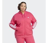 Kapuzensweatjacke ADIDAS SPORTSWEAR "ESSENTIALS 3-STREIFEN FULL-ZIP FLEECE (GROSSE GRÖSSEN)", Damen, Gr. 1X, power pink, Obermaterial: 55% Baumwolle, 36% Polyester, 9% Viskose, normal, Rundhals, anges