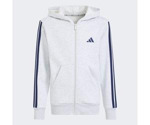 Kapuzensweatjacke ADIDAS SPORTSWEAR "ESSENTIALS KIDS", Mädchen, Gr. 152, weiß (light grau heather, dunkelblau), Obermaterial: 55% Baumwolle, 36% Polyester, 9% Viskose, angesetztes Bündchen, Sweatjacke