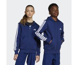 Kapuzensweatjacke ADIDAS SPORTSWEAR "J 3S FL FZ HD", Mädchen, Gr. 140, dkblau, weiß, Obermaterial: 55% Baumwolle, 36% Polyester, 9% Viskose, Sweatjacken (36852467-140) dkblau, weiß