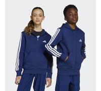 Kapuzensweatjacke ADIDAS SPORTSWEAR "J 3S FL FZ HD", Mädchen, Gr. 176, dkblau, weiß, Obermaterial: 55% Baumwolle, 36% Polyester, 9% Viskose, Sweatjacken (36852467-176) dkblau, weiß