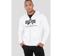 Kapuzensweatjacke ALPHA INDUSTRIES "BASIC ZIP HOODY", Herren, Gr. 3XL, weiß, angeraute Sweatware, Obermaterial: 80% Baumwolle, 20% Polyester, bedruckt, normal normal, Rundhals, eingesetzt Rippbündchen