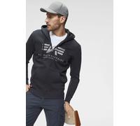 Kapuzensweatjacke ALPHA INDUSTRIES "BASIC ZIP HOODY", Herren, Gr. S, blau (marine), angeraute Sweatware, Obermaterial: 80% Baumwolle, 20% Polyester, bedruckt, normal normal, Rundhals, eingesetzt Rippb