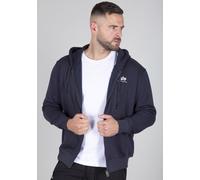 Kapuzensweatjacke ALPHA INDUSTRIES "Basic Zip Hoody SL", Herren, Gr. 3XL, blau (rep blau), angeraute Sweatware, Obermaterial: 80% Baumwolle, 20% Polyester, bedruckt, normal normal, Rundhals, Rippbündc