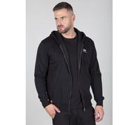 Kapuzensweatjacke ALPHA INDUSTRIES "Basic Zip Hoody SL", Herren, Gr. L, schwarz, angeraute Sweatware, Obermaterial: 80% Baumwolle, 20% Polyester, bedruckt, normal normal, Rundhals, Rippbündchen, Sweat