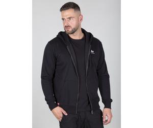 Kapuzensweatjacke ALPHA INDUSTRIES "Basic Zip Hoody SL", Herren, Gr. S, schwarz, angeraute Sweatware, Obermaterial: 80% Baumwolle, 20% Polyester, bedruckt, normal normal, Rundhals, Rippbündchen, Sweat