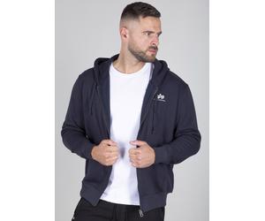 Kapuzensweatjacke ALPHA INDUSTRIES "Basic Zip Hoody SL", Herren, Gr. XXL, blau (rep blau), angeraute Sweatware, Obermaterial: 80% Baumwolle, 20% Polyester, bedruckt, normal normal, Rundhals, Rippbündc