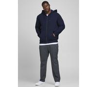 Kapuzensweatjacke "BASIC SWEAT ZIP HOOD", Herren, Gr. 6XL, blau (navy blazer), angeraute Sweatware, Obermaterial: 85% Baumwolle, 15% Polyester, JACK & JONES PLUSSIZE, unifarben, Basic, normal normal,