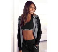 Kapuzensweatjacke BENCH. LOUNGEWEAR, Damen, Gr. 32/34, grau (schwarz, dunkelgrau), Sweatware, Obermaterial: 60% Baumwolle, 40% Polyester, mehrfarbig, meliert, unifarben, Basic, bequem hüftbedeckend, o