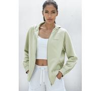 Kapuzensweatjacke BENCH. LOUNGEWEAR, Damen, Gr. 32/34, grün (pistazie), angeraute Sweatware, Obermaterial: 95% Baumwolle, 5% Elasthan. Kapuzenfutter: 100% Baumwolle, unifarben, Basic, Sweatjacken, mit