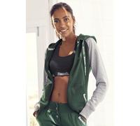 BENCH. LOUNGEWEAR Kapuzensweatjacke Damen dunkelgrün-hellgrau Gr.44/46