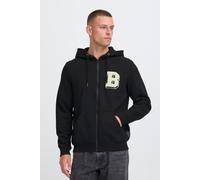 Kapuzensweatjacke BLEND "BHBadel", Herren, Gr. S, schwarz, Sweatware, 60% Baumwolle, 40% Polyester, unifarben, normal normal, ohne Ausschnitt, Sweatjacken, Gemütliche Sweatjacke mit Kapuze und Sticker
