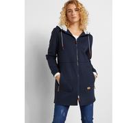Kapuzensweatjacke BONPRIX, Damen, Gr. 56/58 (XXXL), blau (dunkelblau), Sweatware, Obermaterial: 60% Baumwolle, 40% Polyester, unifarben, lässig geschnitten Po-bedeckend, ohne Ausschnitt, Rippbündchen,
