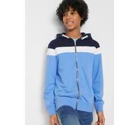 Kapuzensweatjacke BONPRIX, Jungen, Gr. 152/158, dunkelblau, wollweiß, mittelblau, Sweatware, Obermaterial: 60% Baumwolle, 40% Polyester. Kapuzenfutter: 60% Baumwolle, 40% Polyester, Basic hüftbedecken