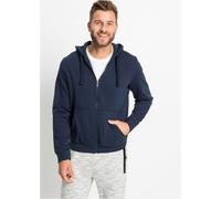 Kapuzensweatjacke BONPRIX "Kapuzen-Sweatjacke mit Reißverschluss", Herren, Gr. 52/54 (L), blau (dunkelblau), Obermaterial: 60% Baumwolle, 40% Polyester, regular fit, Sweatjacken, mit Kapuze, mit Reißv