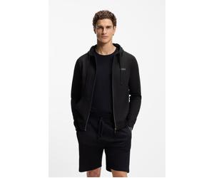 Kapuzensweatjacke BOSS "Authentic", Damen, Gr. L, schwarz 004, Sweatware, Obermaterial: 100% Baumwolle, unifarben, regular fit normal, Bündchen, Sweatjacken, aus Baumwoll-Terry mit kontrastfarbenem Re