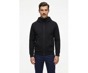 Kapuzensweatjacke BOSS GREEN "Saggy", Herren, Gr. XXL, schwarz (dunkelblau402), Sweatware, Obermaterial: 95% Baumwolle, 5% Elasthan, unifarben, regular fit normal, Rundhals, Bündchen, Sweatjacken, Reg