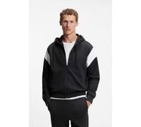 Kapuzensweatjacke BOSS GREEN "Union Saggy", Herren, Gr. M, schwarz-weiß (dunkelblau402), Sweatware, Obermaterial: 53% Baumwolle, 44% Polyester, 3% Elasthan, unifarben, regular fit normal, hoch geschlo