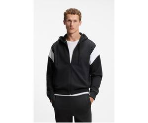 Kapuzensweatjacke BOSS GREEN "Union Saggy", Herren, Gr. XXL, schwarz-weiß (dunkelblau402), Sweatware, Obermaterial: 53% Baumwolle, 44% Polyester, 3% Elasthan, unifarben, regular fit normal, hoch gesch