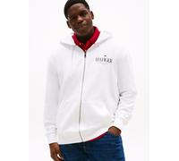Tommy Hilfiger Herren Hoodie mit Reißverschluss Stacked Hooded aus Baumwolle, Weiß (White), 3XL
