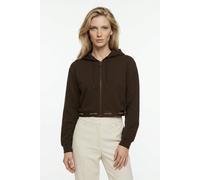 Kapuzensweatjacke CALVIN KLEIN JEANS "LOGO WAIST CROPPED", Damen, Gr. XXL, schwarz coffee, Sweatware, Obermaterial: 100% Baumwolle, unifarben, taillenbedeckt, Rundhals, Bündchen, Sweatjacken, mit Kapu