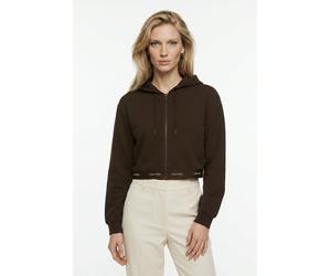 Kapuzensweatjacke CALVIN KLEIN JEANS "LOGO WAIST CROPPED", Damen, Gr. XXL, schwarz coffee, Sweatware, Obermaterial: 100% Baumwolle, unifarben, taillenbedeckt, Rundhals, Bündchen, Sweatjacken, mit Kapu