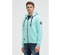Kapuzensweatjacke CAMP DAVID, Herren, Gr. M, new aqua, Material: 50% Baumwolle, 50% Polyester, bedruckt, relaxed fit normal, hoch geschlossener Ausschnitt, eingesetzt Rippbündchen, Sweatjacken, mit Ba