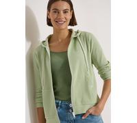 Kapuzensweatjacke CECIL, Damen, Gr. L (42), grün (raw matcha lime), Sweatware, Obermaterial: 58% Baumwolle, 39% Polyester, 3% Elasthan. Futter: 100% Baumwolle, unifarben, lässig geschnitten hüftbedeck