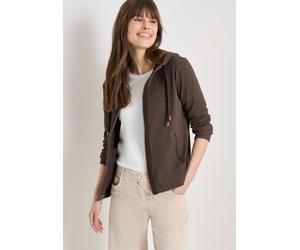 Kapuzensweatjacke CECIL, Damen, Gr. L (42), macchiato braun, Sweatware, Obermaterial: 80% Baumwolle, 15% Polyester, 5% Elasthan, unifarben, bequem hüftbedeckend, Rundhals, Bündchen, Sweatjacken, mit K
