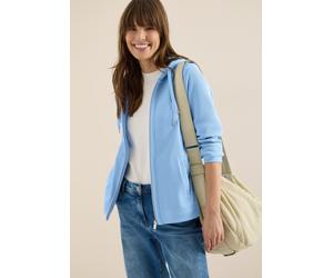 Kapuzensweatjacke CECIL, Damen, Gr. M (40), sporty light blau, Sweatware, Obermaterial: 80% Baumwolle, 15% Polyester, 5% Elasthan, unifarben, bequem hüftbedeckend, Rundhals, Bündchen, Sweatjacken, mit