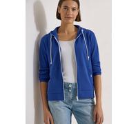 Kapuzensweatjacke CECIL, Damen, Gr. XXL (46), blau (deep river blau), Sweatware, Obermaterial: 58% Baumwolle, 39% Polyester, 3% Elasthan. Futter: 100% Baumwolle, unifarben, lässig geschnitten hüftbede