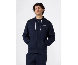 Kapuzensweatjacke CHAMPION "Graphic Full Zip Hoodie", Herren, Gr. L (52/54), blau (nny), Obermaterial: 55% Baumwolle, 45% Polyester, Sweatjacken, mit Kapuze, aus Baumwolle und Polyester, in den Größen