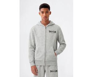 Kapuzensweatjacke CHAMPION "SPORTWEAR ZIP-UP HOODIE Standard Fit", Jungen, Gr. L, grau (noxm), Obermaterial: 55% Baumwolle, 45% Polyester, Sweatjacken, für Kinder und Jugendliche, mit sportlichem Char