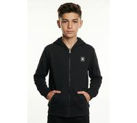 Kapuzensweatjacke CONVERSE "CNVB VARCITY ZIP FRONT HOODIE", Jungen, Gr. M, schwarz, Obermaterial: 60% Baumwolle, 40% Polyester, Sweatjacken, für Kinder geeignet, mit durchgehendem Reißverschluss vorne