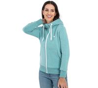 Kapuzensweatjacke DEPROC ACTIVE "FinjaCMYK II", Damen, Gr. 40 (M), türkis, 50% Baumwolle, 50% Polyester, tailliert, gerader Abschluss, Sweatjacken Kapuzensweatjacke, weiche Fleecejacke mit Kängurutasc