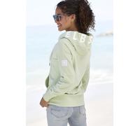 Kapuzensweatjacke ELBSAND "Kelda", Damen, Gr. S (36), grün (pastellgrün), angeraute Sweatware, Obermaterial: 95% Baumwolle, 5% Elasthan, unifarben, figurumspielend hüftlang, angesetztes Bündchen, Swea