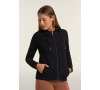 Kapuzensweatjacke FREDDY "ZIP Hoody Jacket", Damen, Gr. XXL (44), schwarz, Sweatware, Obermaterial: 48% Baumwolle, 48% Modal, 4% Elasthan, Strukturmuster, unifarben, relaxed fit normal, ohne Ausschnit