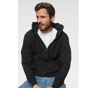 Kapuzensweatjacke FRUIT OF THE LOOM, Herren, Gr. 4XL (68/70), schwarz, angeraute Sweatware, Obermaterial: 80% Baumwolle, 20% Polyester, unifarben, Basic, schmal hüftbedeckend, Rundhals, Rippbündchen,
