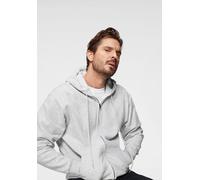 Kapuzensweatjacke FRUIT OF THE LOOM, Herren, Gr. S (44/46), grau (hellgrau, meliert), angeraute Sweatware, Obermaterial: 80% Baumwolle, 20% Polyester, meliert, Basic, schmal hüftbedeckend, Rundhals, L