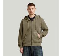 Kapuzensweatjacke G-STAR "Modern washed full zip hdd sw ls", Herren, Gr. XL, schwarz khaki gd, Sweatware, Obermaterial: 100% Baumwolle, washed, regular fit hüftbedeckend, Rundhals, Rippbündchen, Sweat