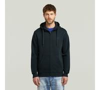 Kapuzensweatjacke G-STAR "Premium Basic Hooded Zip Sweater", Herren, Gr. L, schwarz (salute), angeraute Sweatware, Obermaterial: 55% Baumwolle, 45% Polyester, unifarben, normal normal, Rundhals, Rippb