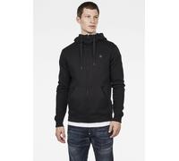 Kapuzensweatjacke G-STAR "Premium Basic Hooded Zip Sweater", Herren, Gr. M (48/50), schwarz (dunkel schwarz), angeraute Sweatware, Obermaterial: 55% Baumwolle, 45% Polyester, unifarben, normal normal,