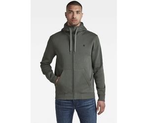 Kapuzensweatjacke G-STAR "Premium Basic Hooded Zip Sweater", Herren, Gr. M, grau (graphite), angeraute Sweatware, Obermaterial: 55% Baumwolle, 45% Polyester, unifarben, normal normal, Rundhals, Rippbü