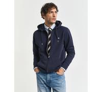Kapuzensweatjacke GANT "REG SHIELD FULL ZIP HOODIE", Herren, Gr. 4XL, blau (evening blau), Sweatware, Obermaterial: 87% Baumwolle, 13% Polyester, unifarben, regular fit hüftlang, elastischer Bund, Swe