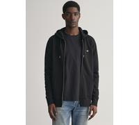Kapuzensweatjacke GANT "REG SHIELD FULL ZIP HOODIE", Herren, Gr. M, schwarz, Sweatware, Obermaterial: 87% Baumwolle, 13% Polyester, regular fit hüftlang, elastischer Bund, Sweatjacken, mit Logosticker