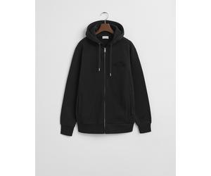 Kapuzensweatjacke GANT "TONAL SHIELD FULL ZIP", Herren, Gr. L, schwarz, Sweatware, Obermaterial: 100% Baumwolle, regular fit, Rippbündchen, Sweatjacken, Sweatjacke, regular fit (77421117-L) schwarz