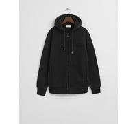 Kapuzensweatjacke GANT "TONAL SHIELD FULL ZIP", Herren, Gr. XL, schwarz, Sweatware, Obermaterial: 100% Baumwolle, regular fit, Rippbündchen, Sweatjacken, Sweatjacke, regular fit (77421117-XL) schwarz