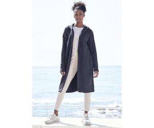 Kapuzensweatjacke H.I.S, Damen, Gr. 32/34, blau (dunkelblau), Sweatware, Obermaterial: 60% Baumwolle, 40% Polyester. Kapuzenfutter: 60% Baumwolle, 40% Polyester, unifarben, bequem lang, Raglanärmel ab