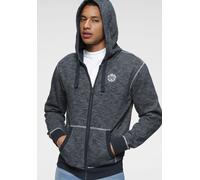Kapuzensweatjacke H.I.S, Herren, Gr. S (44/46), blau (marine, meliert), angeraute Sweatware, Obermaterial: 55% Baumwolle, 45% Polyester, meliert, Basic schmal, Rundhals, Rippbündchen, Sweatjacken, mit