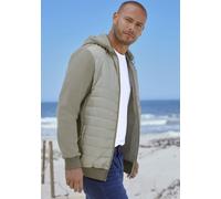 Kapuzensweatjacke H.I.S, Herren, Gr. S (44/46), grün (khaki), angeraute Sweatware, Obermaterial: 60% Polyester, 40% Baumwolle. Einsatz: 100% Polyester, unifarben, bequem, eingesetzt angesetztes Bündch